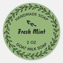 Pegatina Redonda Paisaje de jabón casero Rústico Mint Verde
