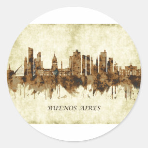 Pegatina Redonda Paisaje de la Ciudad Argentina de Buenos Aires