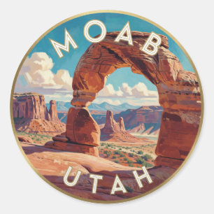 Pegatina Redonda Paisaje del cañón del desierto de Moab Utah