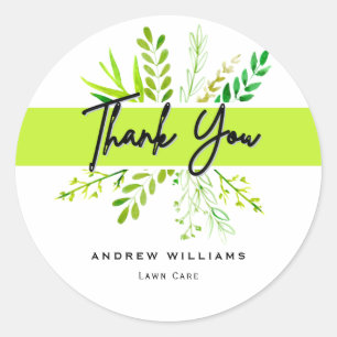 Pegatina Redonda Paisaje moderno en el cuidado del césped