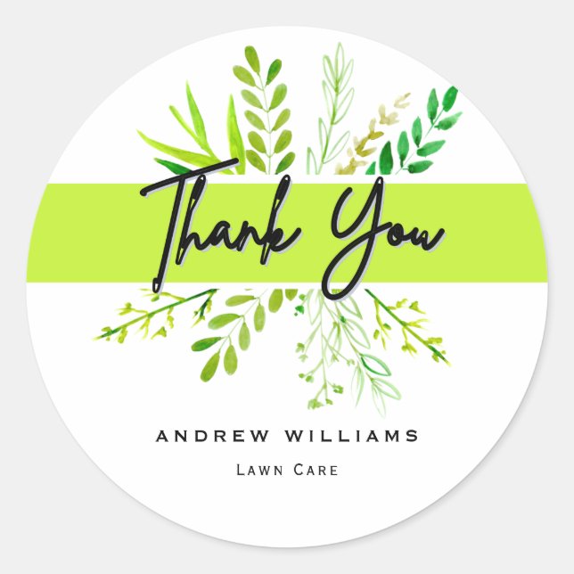 Pegatina Redonda Paisaje moderno en el cuidado del césped (Anverso)