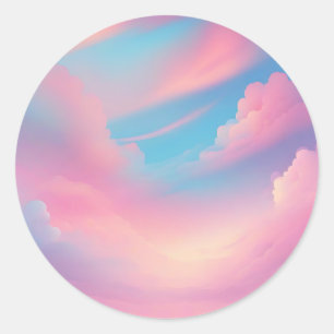 Pegatina Redonda Paisaje nublado de ensueño tranquilo