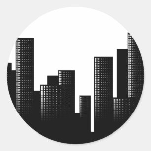 Pegatina Redonda paisaje urbano