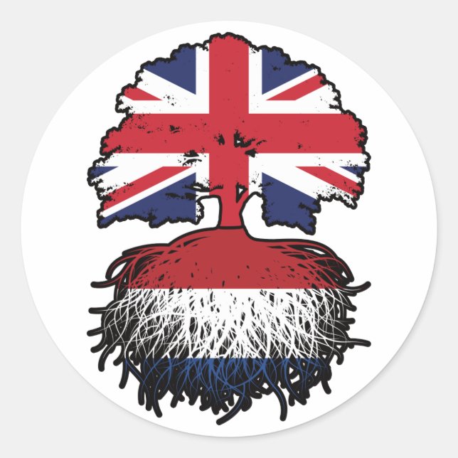 Pegatina Redonda Países Bajos Reino Unido de Gran Bretaña e Irlanda (Anverso)