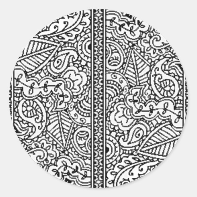 Pegatina Redonda Paisley Passion - Negro (Henna) (Anverso)