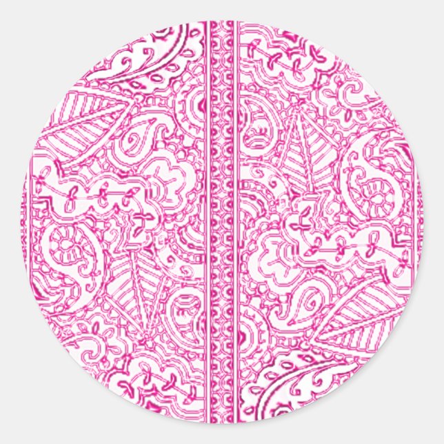 Pegatina Redonda Paisley Passion - Pink (Henna) (Anverso)
