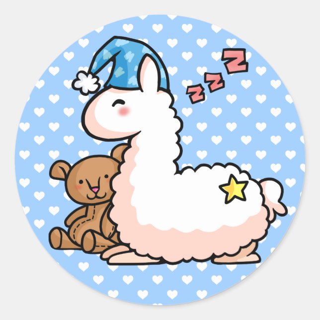 Pegatina Redonda Pajama Llama (Anverso)