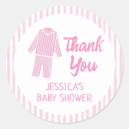 Pegatina Redonda Pajamas Party Girl PJ Birthday Thank You