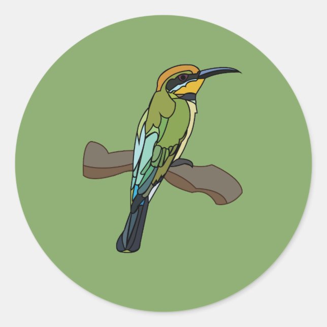 Pegatina Redonda Pájaro Abejaruco  (Anverso)