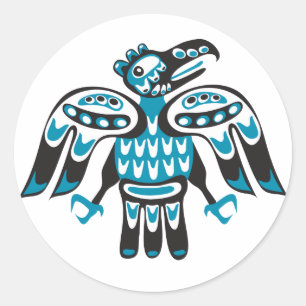Pegatina Redonda pájaro azul