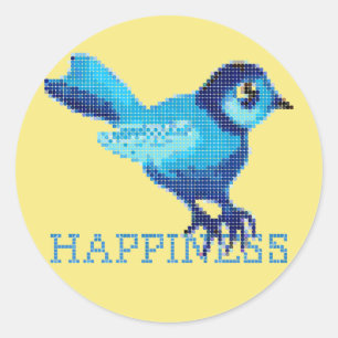 Pegatina Redonda Pájaro azul de la felicidad