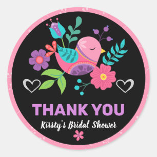 Pegatina Redonda Pájaro brillante y florido Fiesta Mexicana Ducha d