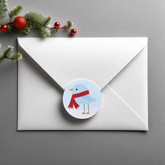 Pegatina Redonda Pájaro con bufanda (Subido por el creador)