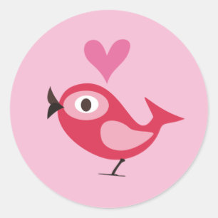 Pegatina Redonda pájaro con corazón