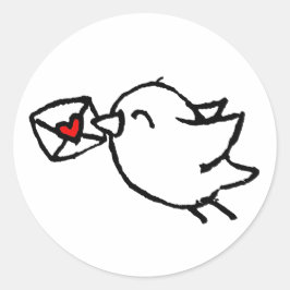 Pegatina Redonda pájaro de correo feliz