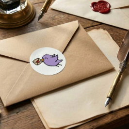 Pegatina Redonda pájaro de correo feliz