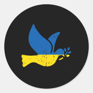 Pegatina Redonda Pájaro de la Paz Ucraniano - Bandera de Ucrania Az