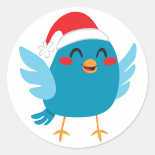 Pegatina Redonda Pájaro de Papá Noel