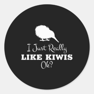 Pegatina Redonda Pájaro Kiwi Para Ave Nueva Zelanda