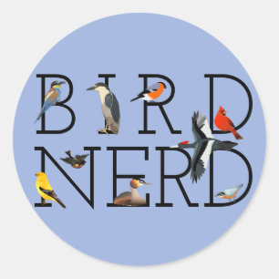Pegatina Redonda Pájaro Nerd
