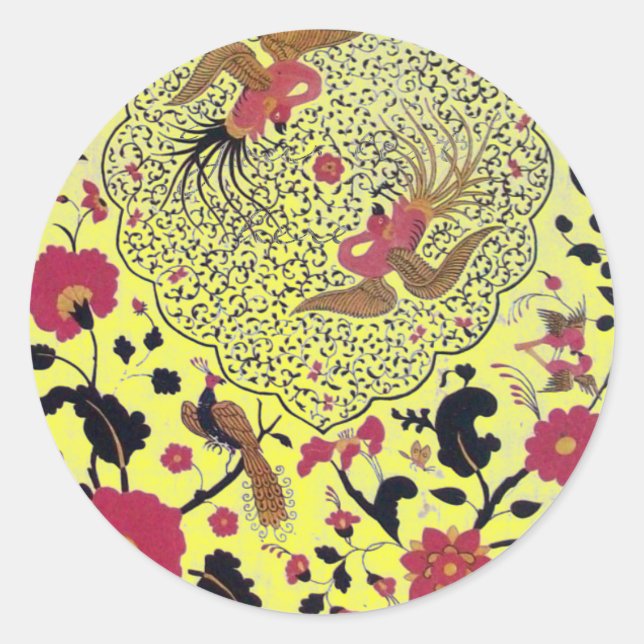 PEGATINA REDONDA PÁJAROS DE AMOR EDEN/ BODA, PÁJAROS Y ROSAS ROJAS (Anverso)