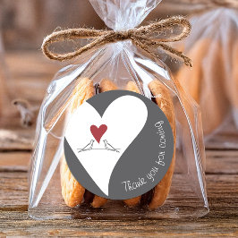 Pegatina Redonda Pájaros de amor modernos simples y corazón rojo gr