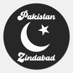Pegatina Redonda Pakistán 2023: Zindabyd muere bandera paquistaní p