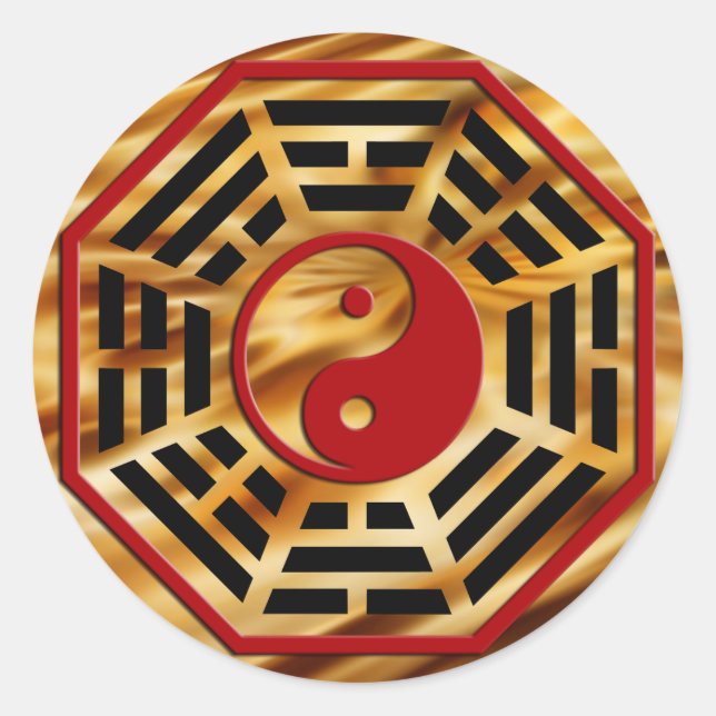 Pegatina Redonda PaKua | ondas naranjas oscuras (Anverso)