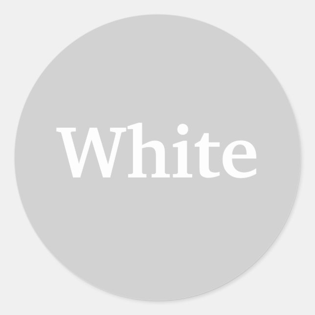 Pegatina Redonda Palabra de color blanco sobre Pegatinas grises (Anverso)