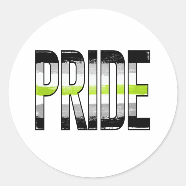 Pegatina Redonda Palabra de Orgullo Agénero (Anverso)