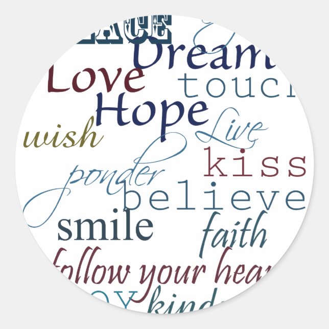 Pegatina Redonda Palabras de inspiración (Anverso)