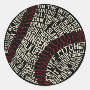 Pegatina Redonda Palabras de jerga de béisbol Palabra Arte
