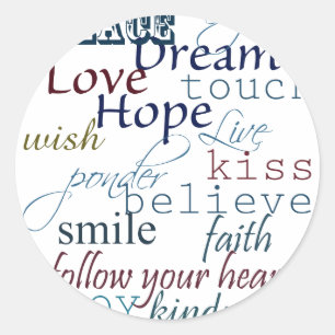 Pegatina Redonda Palabras de la inspiración
