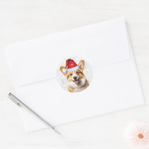 Pegatina Redonda Palabras de ladrido de perro Corgi galés festivo d