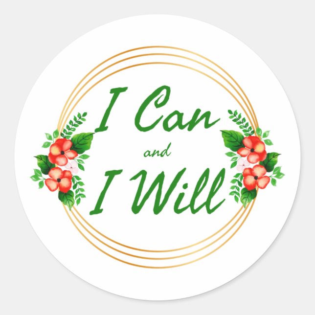 Pegatina Redonda Palabras de motivación para el trabajo (Anverso)