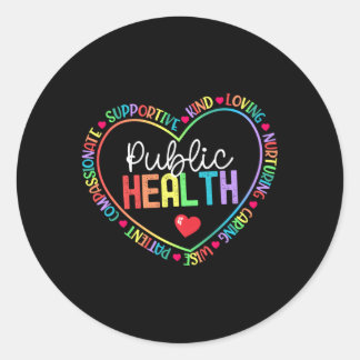 Pegatina Redonda Palabras de Salud Pública Trabajadora de la Salud