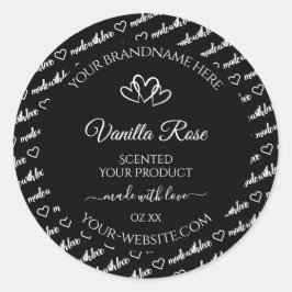 Pegatina Redonda Palabras en blanco y negro Etiquetas de productos 