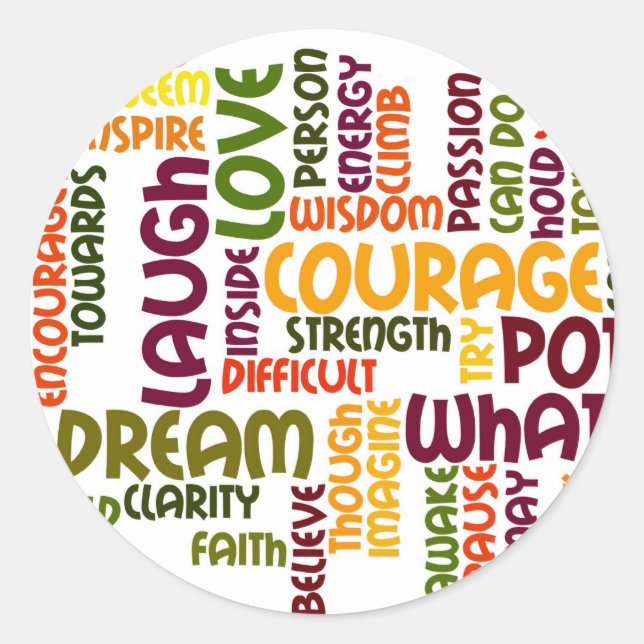 Pegatina Redonda Palabras motivacionales #1 pegatinas (Anverso)