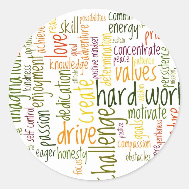 Pegatina Redonda Palabras motivacionales #2 actitud positiva (Anverso)