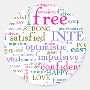 Pegatina Redonda Palabras Motivadoras inspiradoras