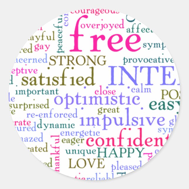 Pegatina Redonda Palabras Motivadoras inspiradoras (Anverso)