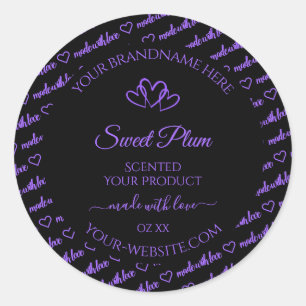 Pegatina Redonda Palabras negras y púrpuras Nube Etiquetas de produ