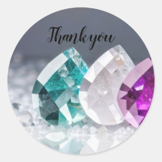 Pegatina Redonda Palabras personalizados Triple Gemas Brillantes