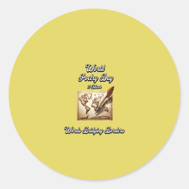 Pegatina Redonda Palabras que cuelgan fronteras. Día Mundial de la  (Anverso)