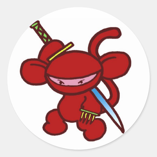 Pegatina Redonda Palabras Red Ninja Claw-No (Anverso)
