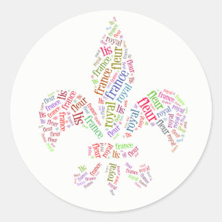 Pegatina Redonda palabras símbolo Fleur de Lis