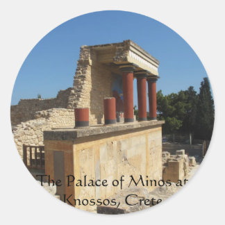 Pegatina Redonda Palacio de Minos en Knossos, Creta, GRECIA