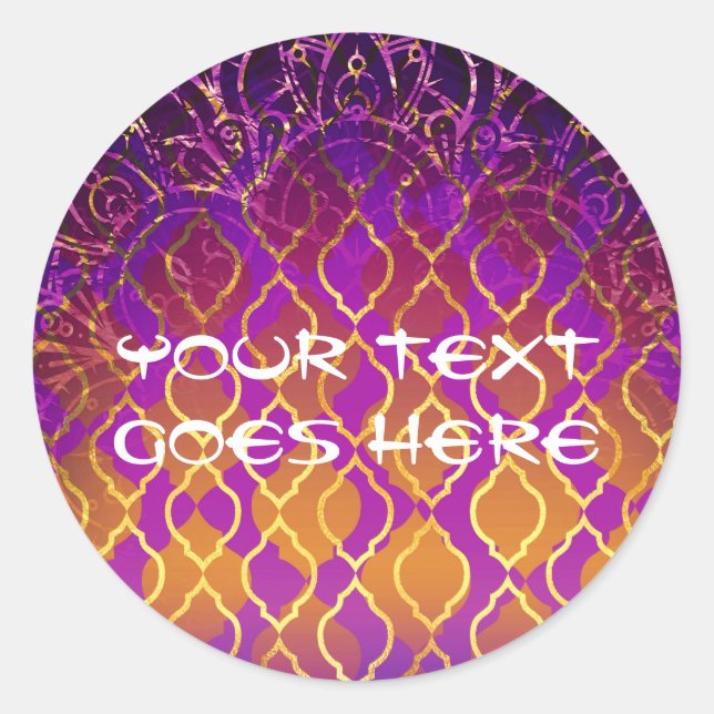 Pegatina Redonda Palacio de Oro Fiesta de Cumpleaños Dulces 16 Noch (Anverso)