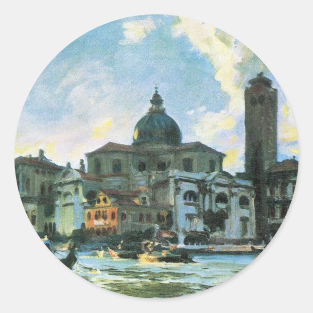 Pegatina Redonda Palazzo Labia, Venecia, por John Singer Sargent (Anverso)