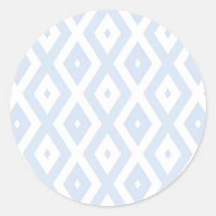 Pegatina Redonda Pale blue and white diamond pattern